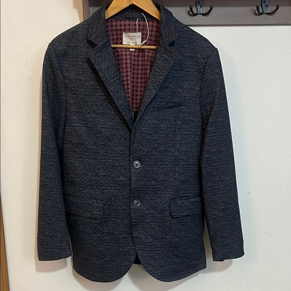 Con.struct Men's Classic blue/Gray Blazer slim fit, knit stretch, size 42/L